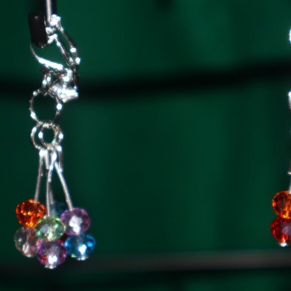 Handmade Jewelry - Handmade Clip-On Earrings - 16 BEAUTIFUL Multi-Colored Crystal Beads - COJ 57